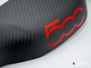 FIAT 500 Trunk Handle Cover - Carbon Fiber - Matte Carbon w/ Red 